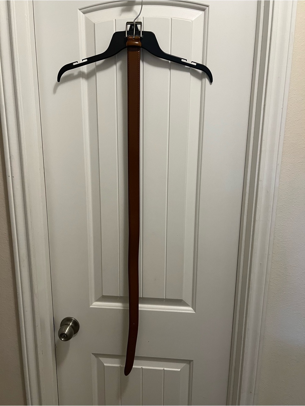 Classic Brown Leather Men's Belt with Silver Buckle